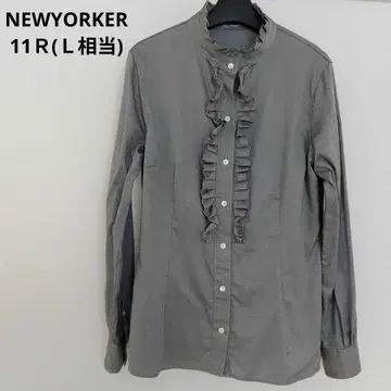 NEWYORKER 프릴 스탠드 카라 블라우스 일본제