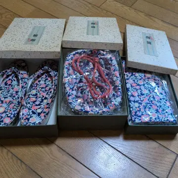 기모노 원단 사용 꽃무늬 조리 및 백 세트