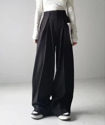 me+em 더블 턱 헤비 와이드 슬랙스 팬츠