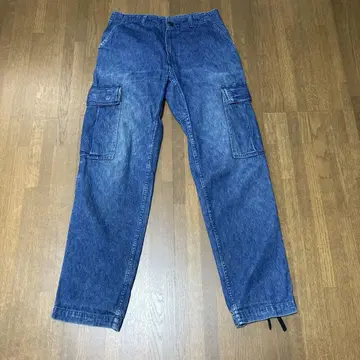 포스트 오버올즈 데님 카고 팬츠