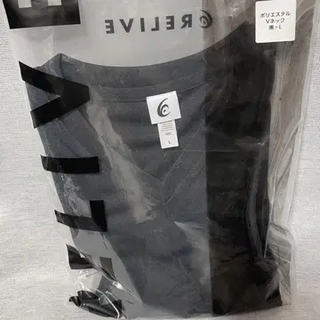 리라이브 셔츠 반팔 폴리에스테르 V넥 블랙 L 사이즈