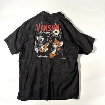 Vanson 반팔 셔츠 Tom & Jerry 블랙 XL 오픈 카라