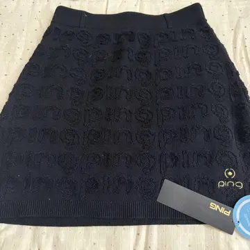 핑 블랙 미니 스커트 로고