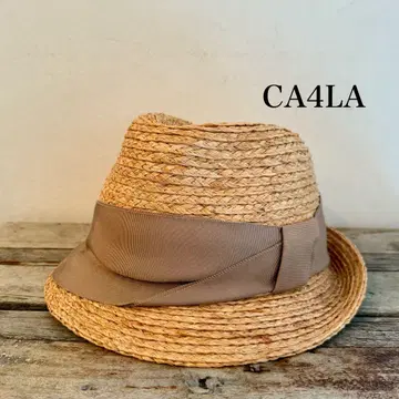 CA4LA 베이지 밀짚 모자 리본 포함