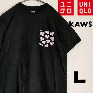 유니클로 카우스 반팔 티셔츠 블랙 L 콜라보