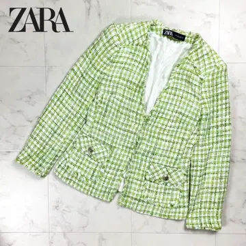 ZARA 트위드 자켓 금장 버튼 라임 그린 사이즈 M*CD1399