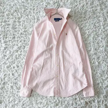 랄프 로렌 RALPH LAUREN 포니 자수 스트라이프 셔츠 핑크