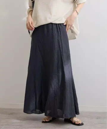 새상품 FRAMeWORK LINEN 절개 스커트 네이비 38