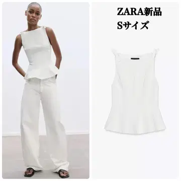 ZARA 페플럼 리본 상의 S 택 포함 새상품