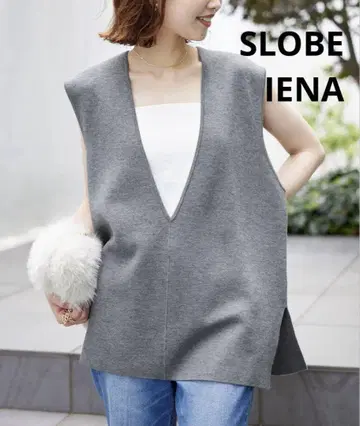 SLOBE IENA 워셔블 미라노 리브 니트 베스트 그레이