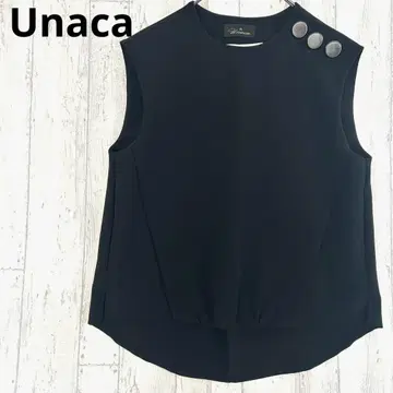 아나카 Unaca 슬리브리스 블라우스 [M] 숄더 버튼 베스트 블랙