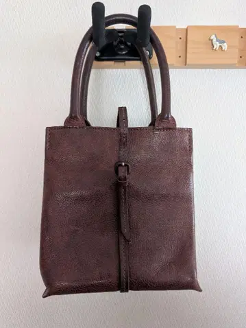 genten 브라운 가죽 핸드백