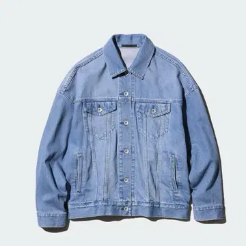 [새상품급] 유니클로 데님 오버 사이즈 자켓 L 라이트 블루