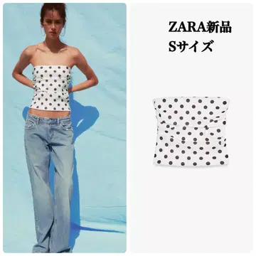 완판템 ZARA 도트 무늬 스트랩리스 상의 S 택 포함 새상품