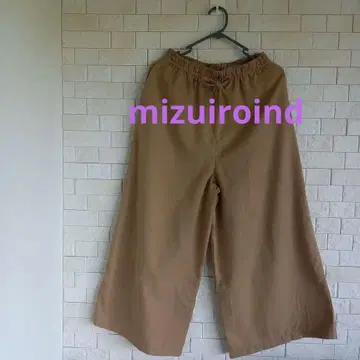 mizuiroind 베이지 와이드 팬츠 허리밴딩