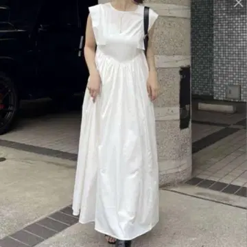카프리 슈레마쥬 개더 절개 롱 원피스