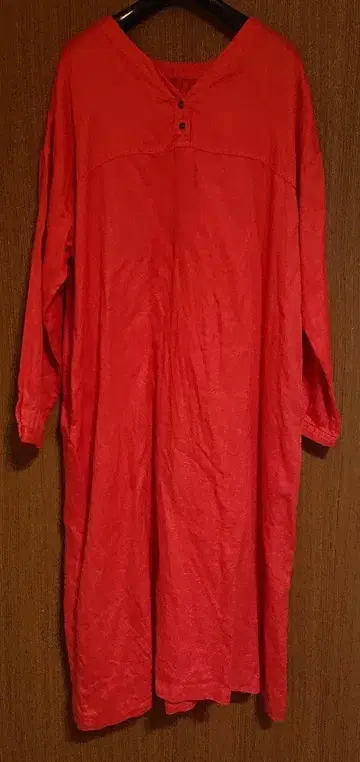 nest Robe 빨간색 긴팔 원피스 린넨 린넨