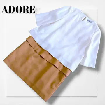 새상품급 ADORE 바이컬러 티어드 도킹 원피스 어도어 S