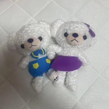 페어 화이트 곰 봉제 인형