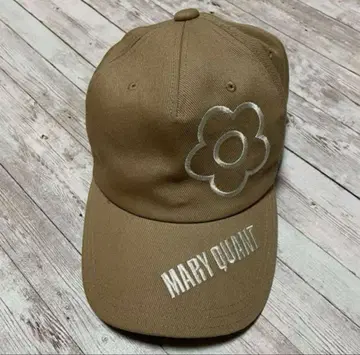 MARY QUANT 마리 콴트 캡 모자 베이지 로고 자수