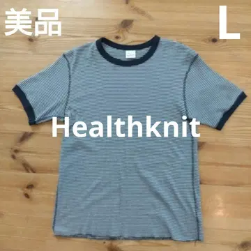 [ 새상품급 ] 헬스니트 Healthknit 반팔 보더 티셔츠 네이비 L