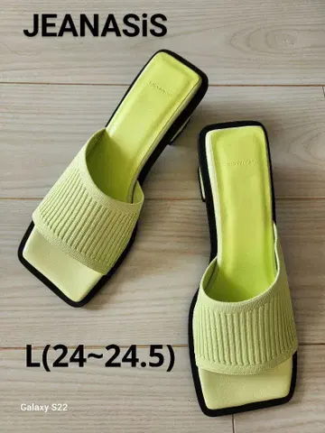 새상품 JEANASiS 리브 니트 라임 그린 뮬 샌들 L(24~24.5)