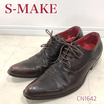 S-MAKE 남성용 레이스업 윙팁 드레스 신발 브라운 계열