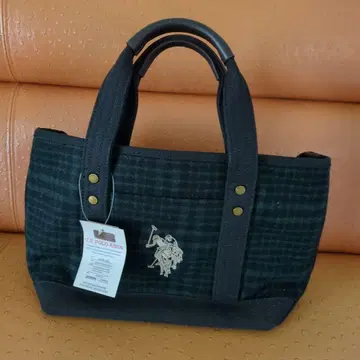 U.S. POLO ASSN. 그린 체크 토트백