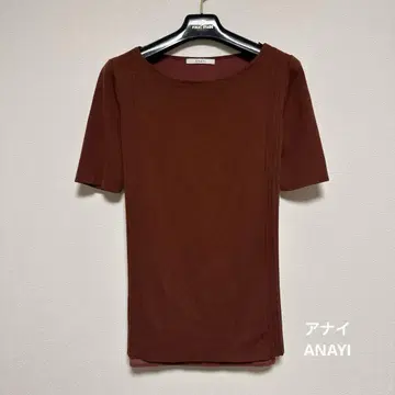 아나이 ANAYI 크림슨 컬러 백 리본 반팔 티셔츠