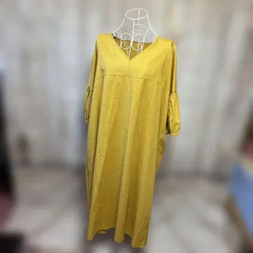 내추럴 센스 V넥 7부 소매 롱 원피스