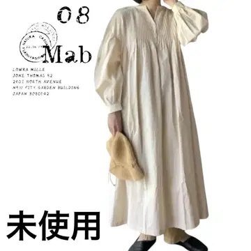 [새상품] 08Mab 면마 볼륨 소매 핀턱 롱 플레어 원피스
