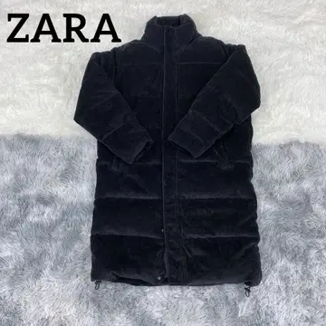 ZARA 코듀로이 롱 다운 자켓 블랙 검정 자라 USA M