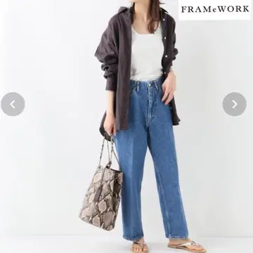 FRAMe WORK 프레임워크 린넨 체크 셔츠 긴팔 브라운
