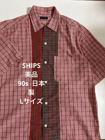 SHIPS 90년대 반팔 체크 셔츠