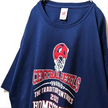 헤인즈 센트럴 레벨스 홈커밍 티셔츠 네이비 컬러 2XL 구제 의류