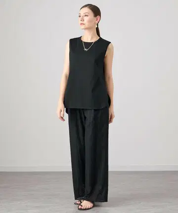 아나이 레이스 자수 턱 팬츠