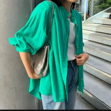 차오패닉 린넨 레이온 밴드 카라 셔츠 미사용