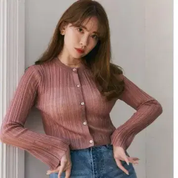 헤르립토 랜덤 리브 니트 카디건 M