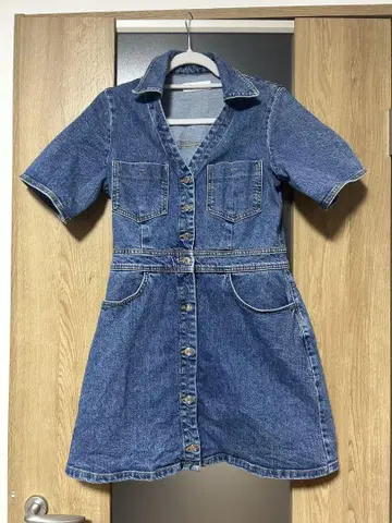 ZARA 데님 블루 반팔 미니 원피스