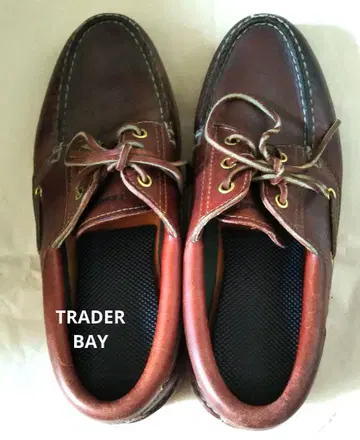 TRADER BAY 트레이더 베이 가죽 데크 슈즈 다크 브라운