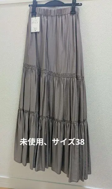 플레어 롱 스커트 허리 밴딩 사이즈 38