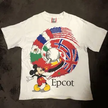 미키 반팔 티셔츠 Epcot 구제 의류 USA제 디즈니