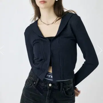 MOUSSY 마우지 SHEER HOODIE 가디건 네이비 미사용