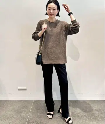 ap studio 인사이드 슬릿 팬츠 네이비