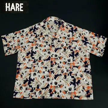 HARE 오픈 카라 꽃무늬 반팔 셔츠 일본제