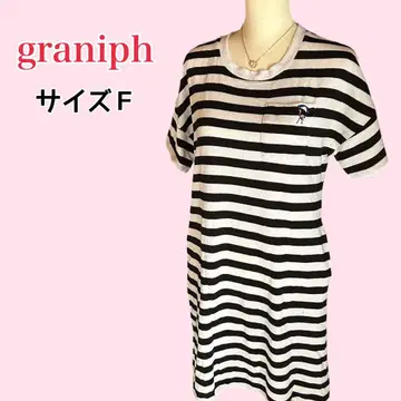 graniph 자수 학 보더 원피스 타월 원단 파일 원단 반팔