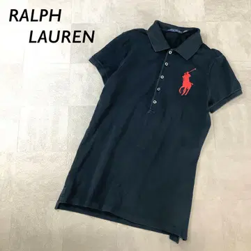 RALPH LAUREN 빅 포니 자수 피케 셔츠 반팔 블랙