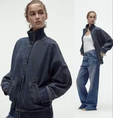 ZARA ZW DENIM 봄버 자켓 M 블루