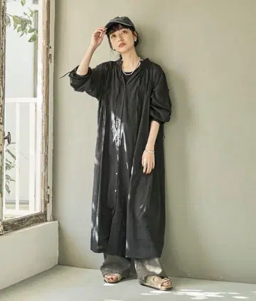 프릭스스토어 인도 보일 옷깃 개더 원피스