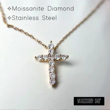 스테인리스 크로스 목걸이 모이사나이트 고품질 다이아몬드 착용